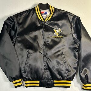 Vintage Pittsburgh Penguins Jacket 1980s Swingster Men’s medium Black Vtg 80s‎